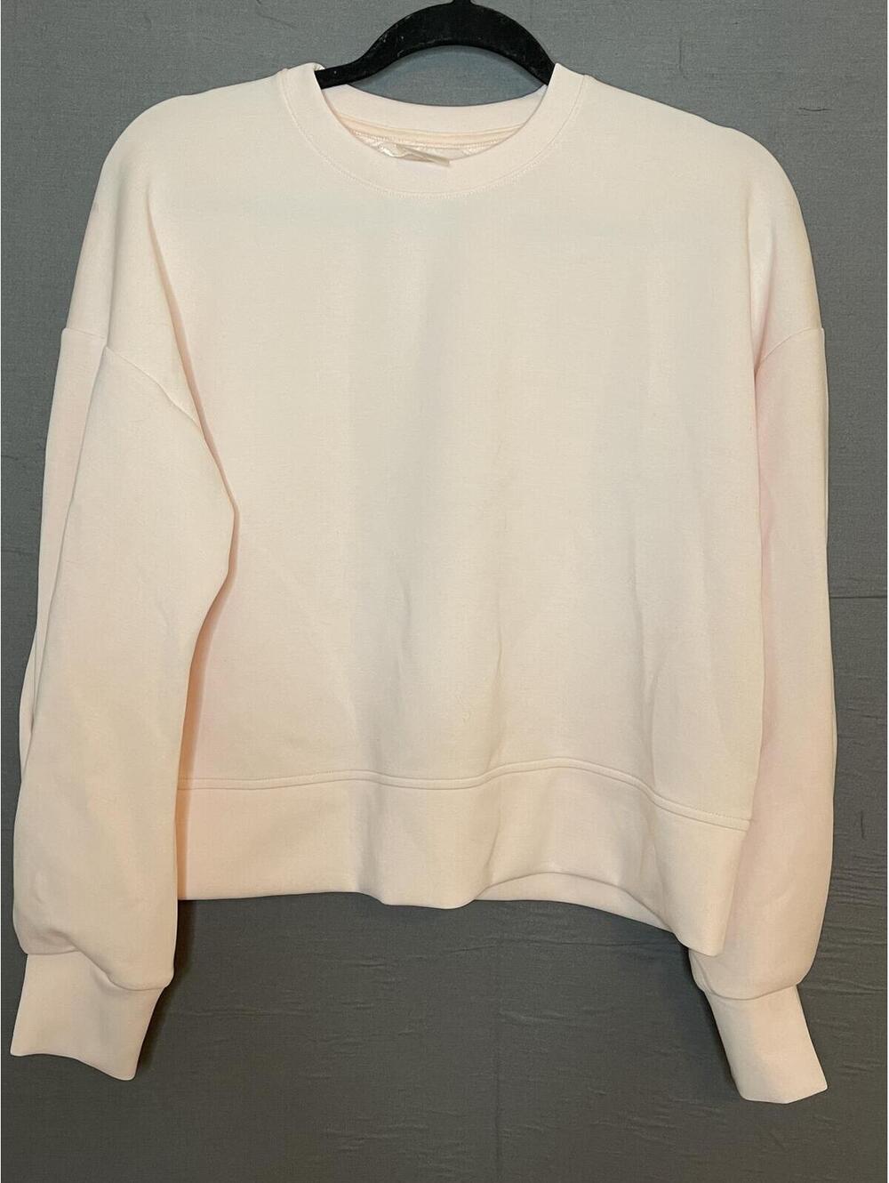 CALIA Women's Soft Scuba Crewneck Sweatshirt Pink Crop Pullover Size S